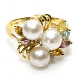 14K Yellow Gold Pearl Cocktail Ring